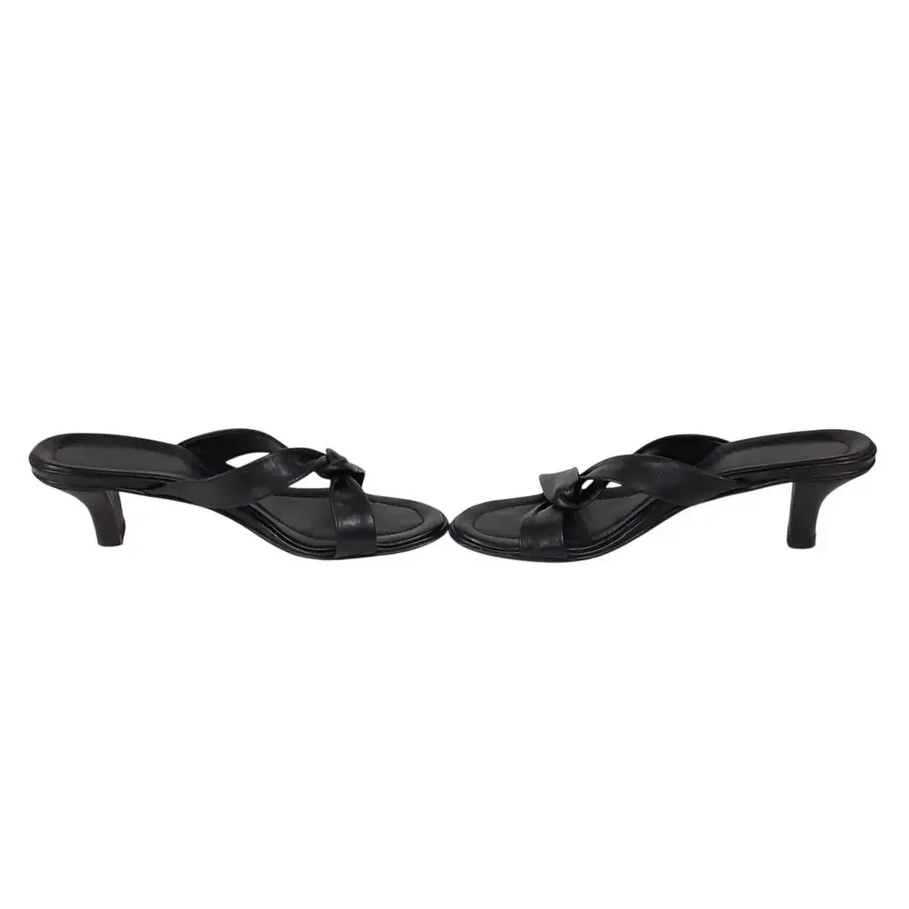 Amalfi Nordstrom Black Leather Kitten Heels Strappy Sandals Twist Sexy Sz 6